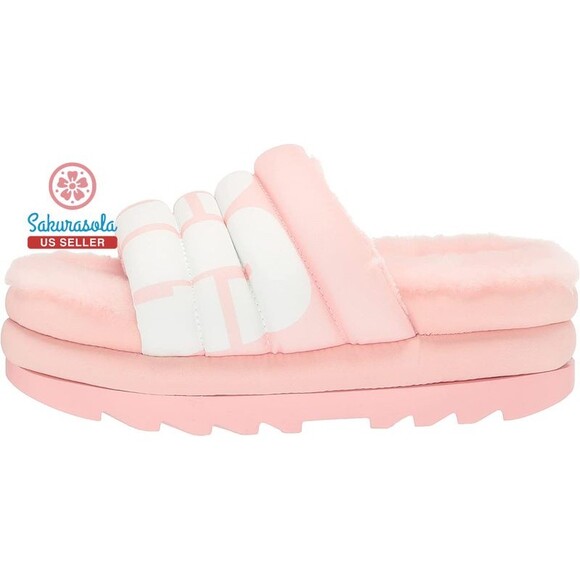 UGG Women's Maxi Slide Logo Sandal, Pink Scallop, Size 9 - Picture 8 of 8